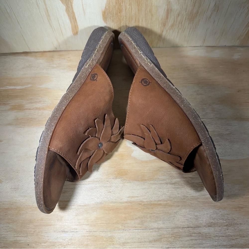 Born Brown Leather Slide Sandals - Picture 3 of 7